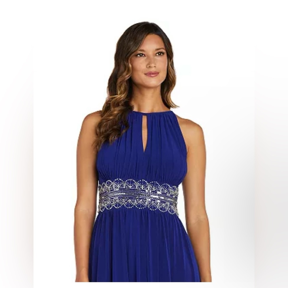 R&M Richards Royal Blue Maxi Dress With Beaded Waist
